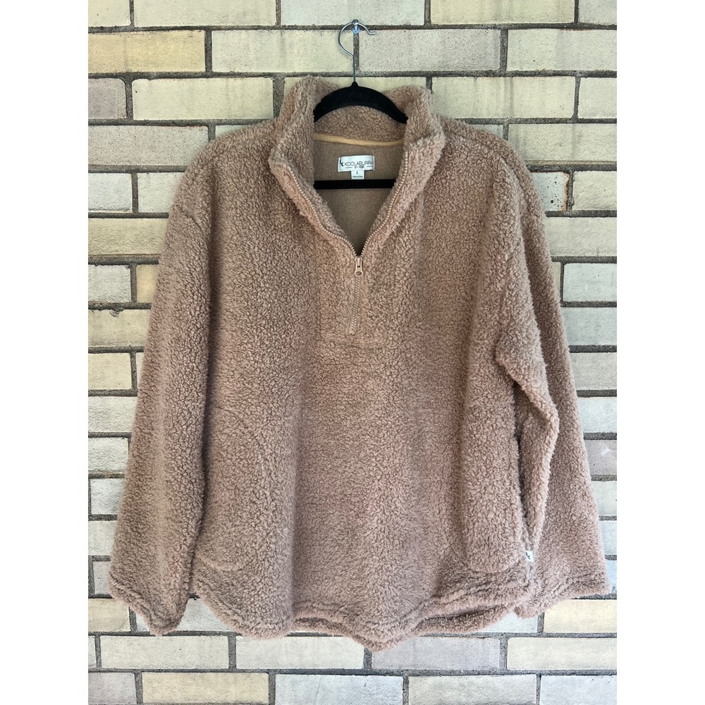 Koolaburra by UGG Tan Sherpa Quarter Zip Pullover Sweatshirt Fleece Size Large